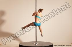 Underwear Gymnastic poses Woman White Moving poses Slim long blond Dynamic poses Academic